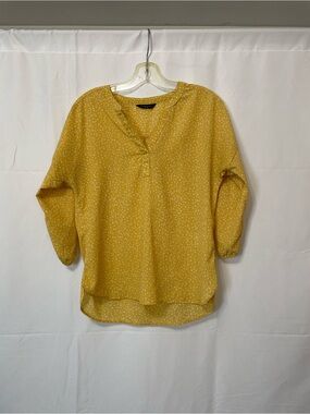 Denver Hayes Dot Henley Blouse Yellow Women’s Medium